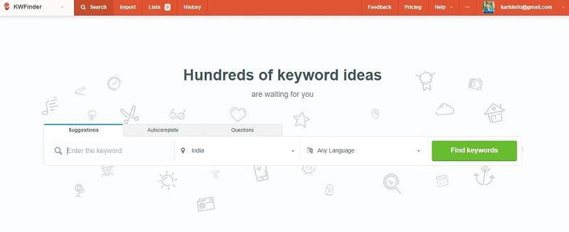 kwfinder keyword research tool