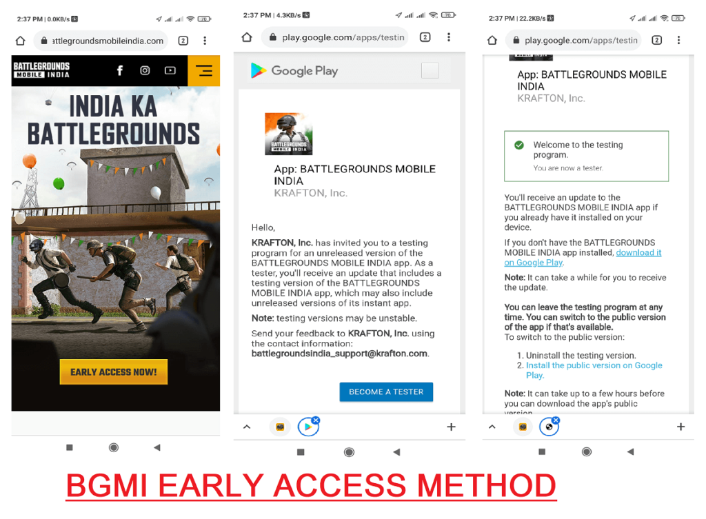 BGMI EARLY ACCESS METHOD