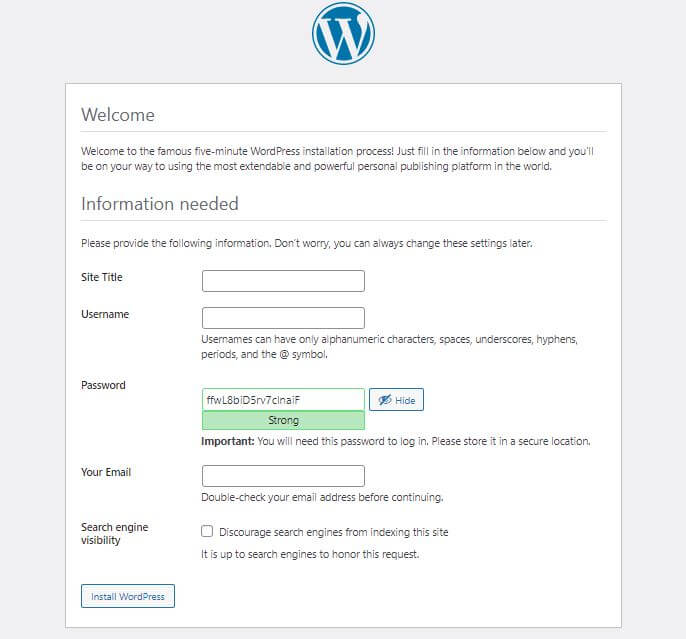 wordpress blog setup